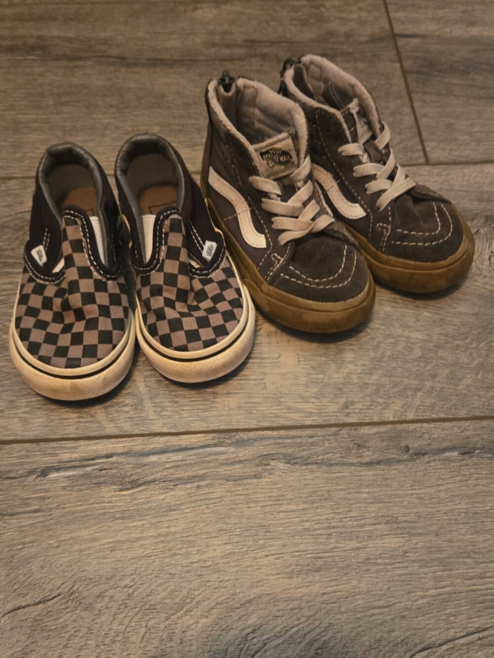 Vans Kids Brown Checkerboard Slip-On & Brown High-Top Sneakers